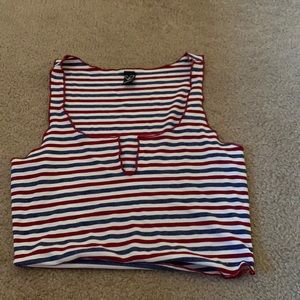 Forth of July red white and blue strip crop top. Windsor medium